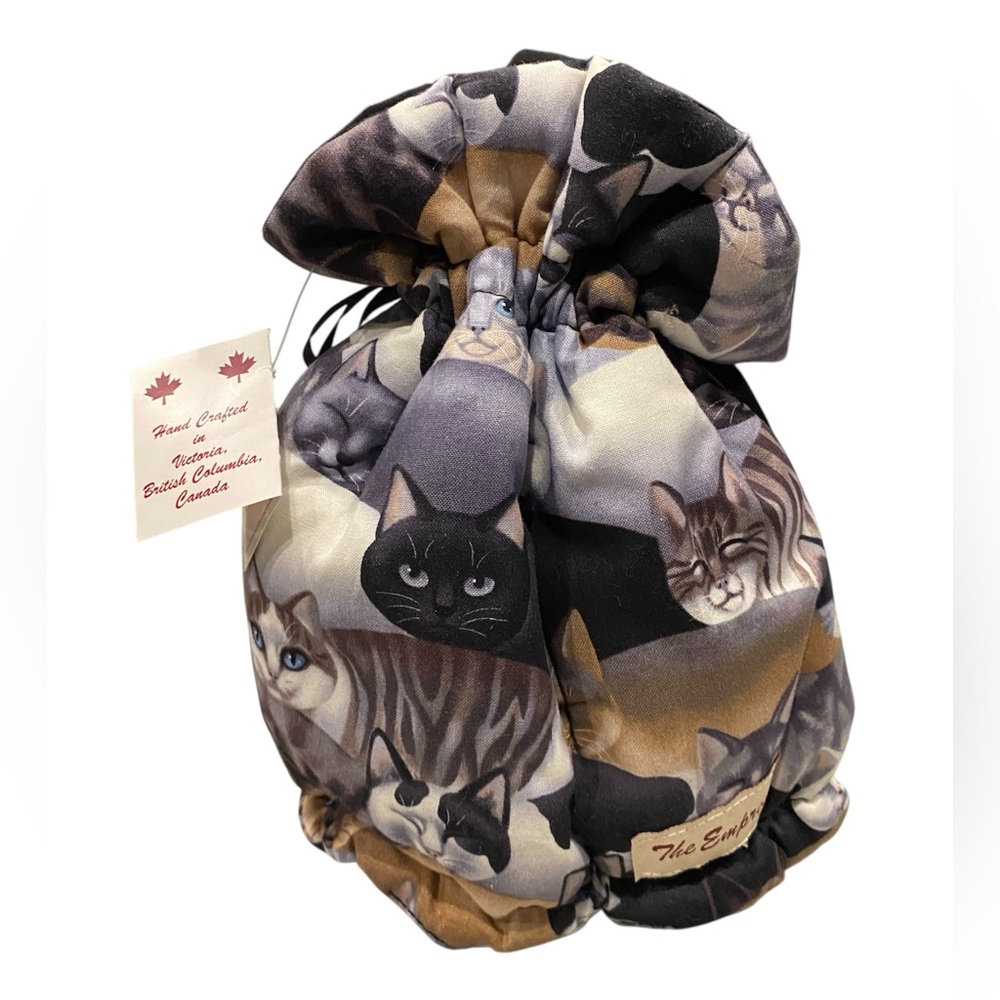 Cat Print Drawstring Tea Cozy Handcrafted